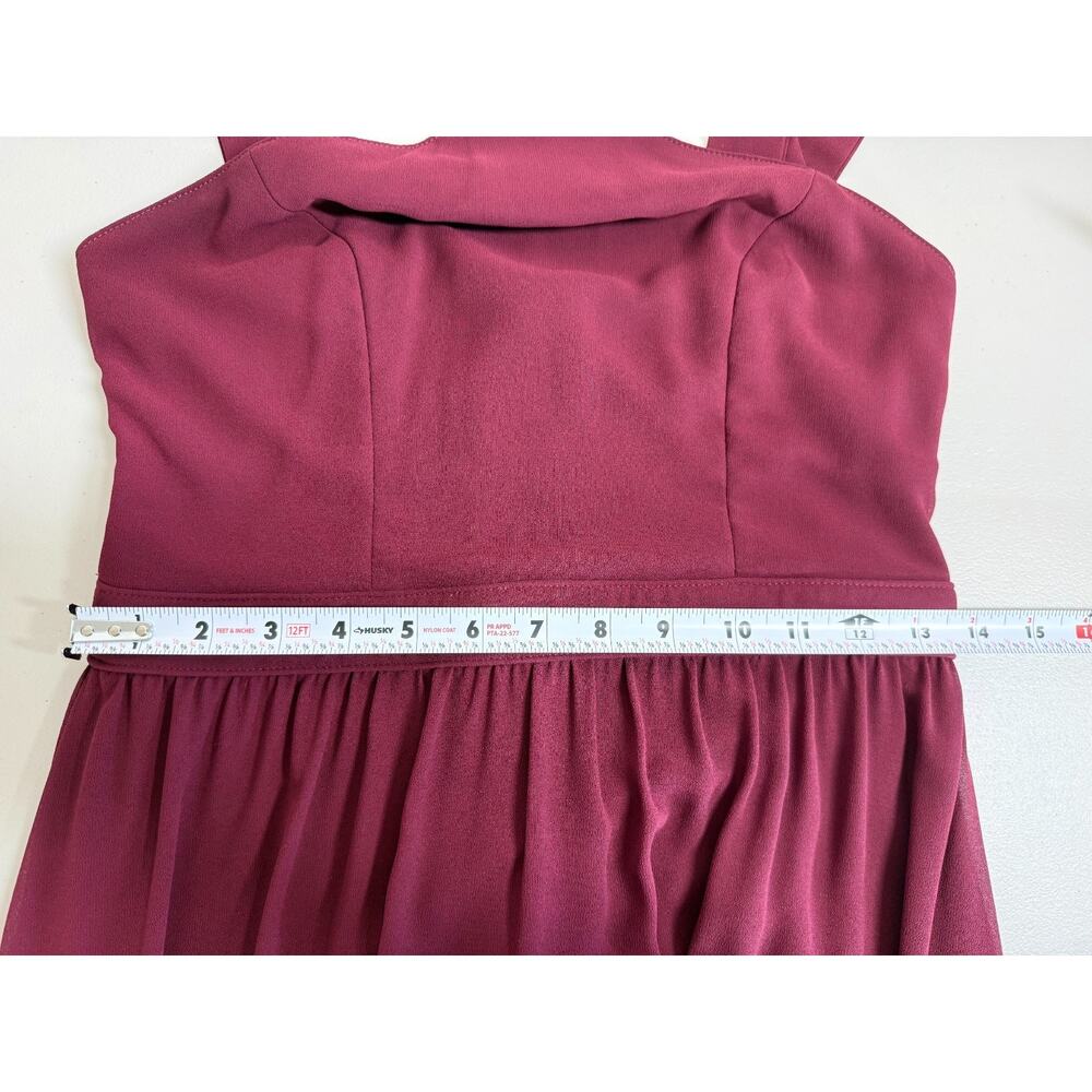 Lulus Air of Romance Burgundy Maxi Dress Size Small Halter Georgette Fabric - Picture 9 of 13